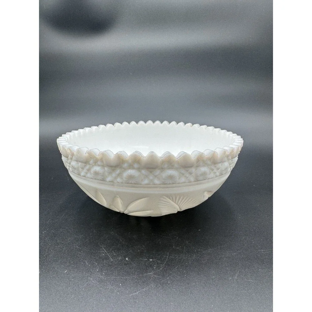 Westmoreland Milk Glass Dish With Thumbelina Pattern